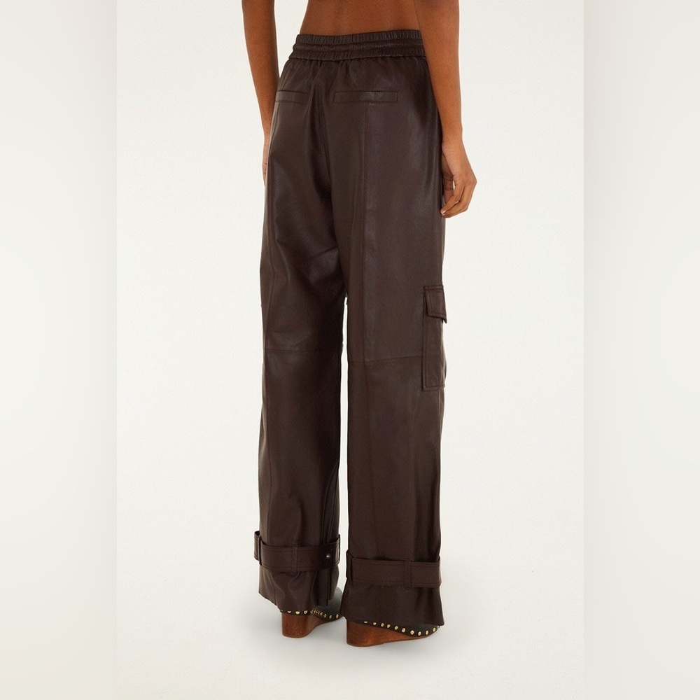 FARM Rio Burgundy Leather Pants - Picture 2 of 15